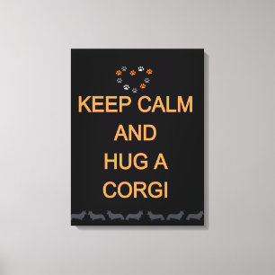 Hug A Corgi Black Canvas Print