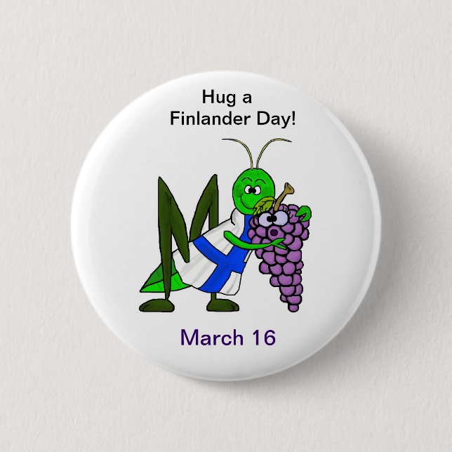 Hug A Finlander Day - St. Urho Button (Front)
