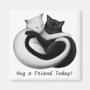 Hug a Friend Cats Magnet