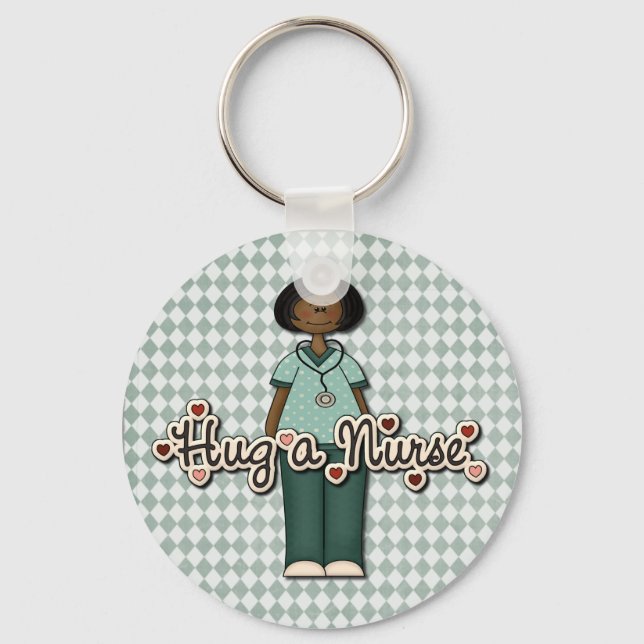 Hug a Friendly Smiling Nurse Keychain (Front)