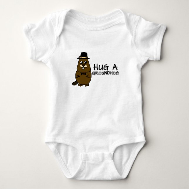 Hug a groundhog baby bodysuit (Front)