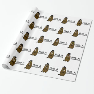 Hug a groundhog wrapping paper