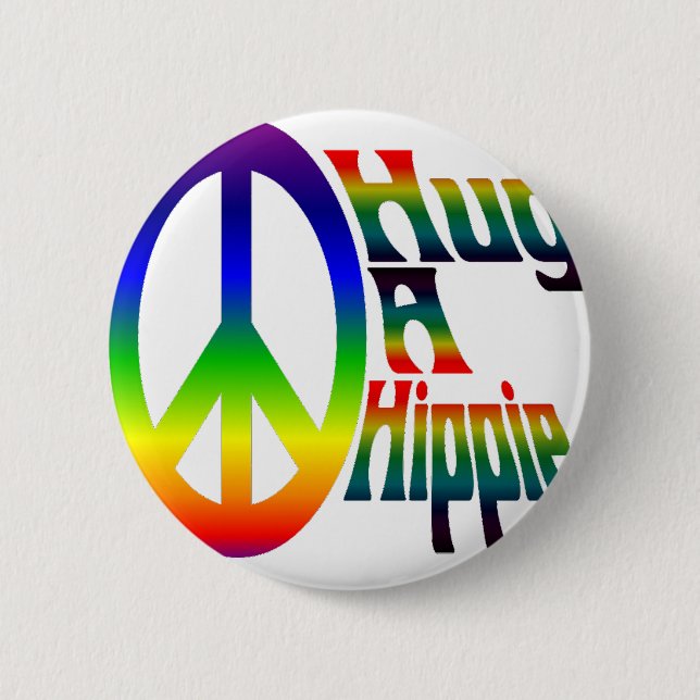 hug a hippie 2 inch round button (Front)
