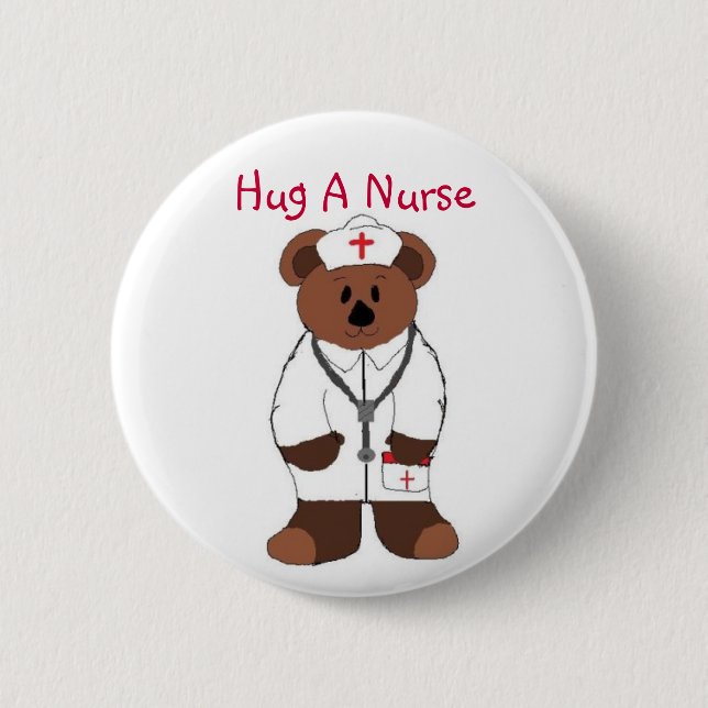 Hug A Nurse 2 Inch Round Button (Front)