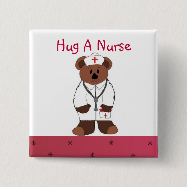 Hug A Nurse 2 Inch Square Button (Front)