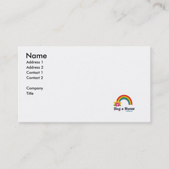 Hug a Nurse Business Card (Front)
