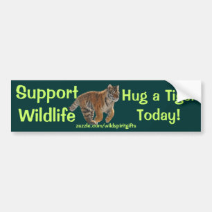 HUG A TIGER Wildlife Support Funny Bumper Sticker