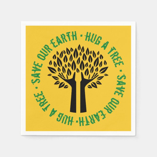 Hug a Tree Save Our Earth Napkin (Front)
