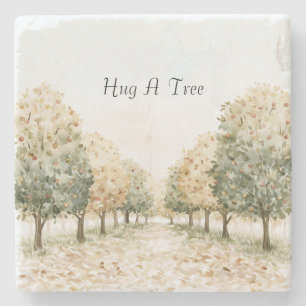 Hug A Tree Stone Coaster