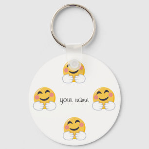 Hug and Love Emoji  and '' Your Name Here " Keychain