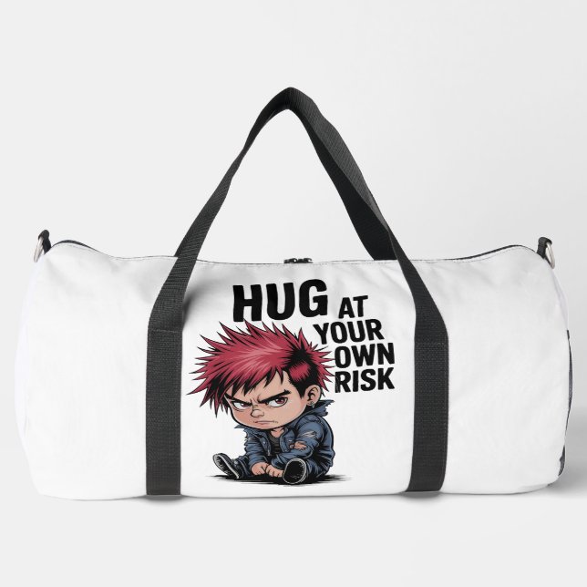 Hug At Your Own Risk Duffle Bag (Front)
