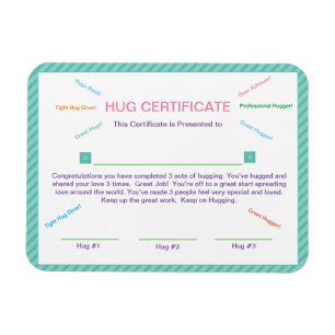 Hug Certificate Good Behaviour Manners Award Magnet