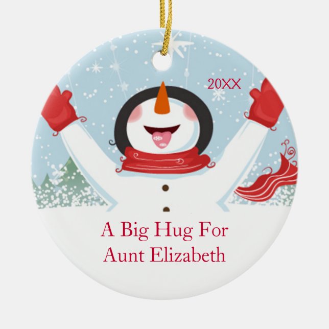 Hug for Aunt Christmas Snowman Ornament (Front)