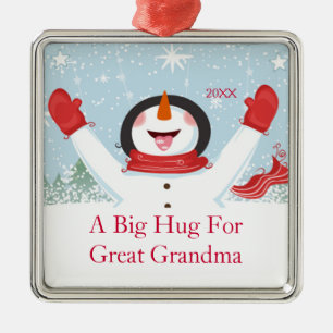 Hug for Great Grandma Christmas Snowman Ornament