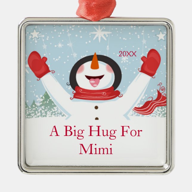 Hug for Mimi Christmas Snowman Ornament (Front)