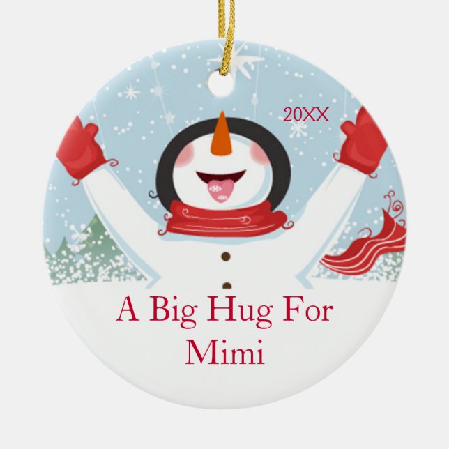 Hug for Mimi Christmas Snowman Ornament (Front)