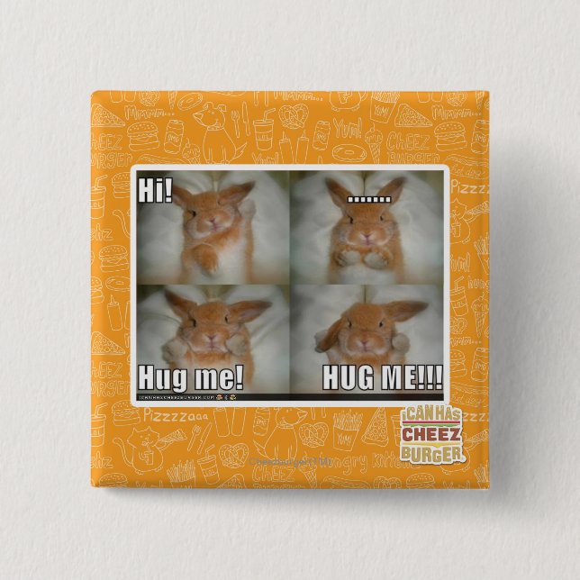 Hug me 2 inch square button (Front)