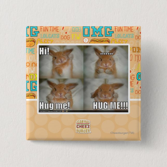 Hug me 2 inch square button (Front)