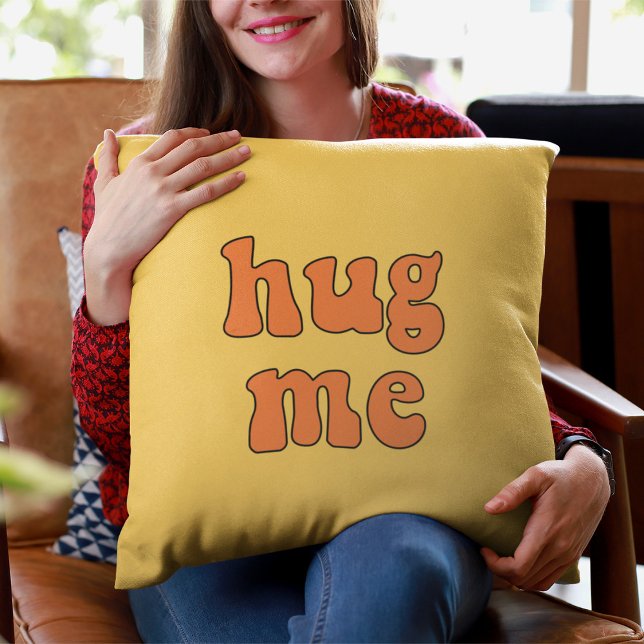 Hug me funny retro throw pillow (Creator Uploaded)