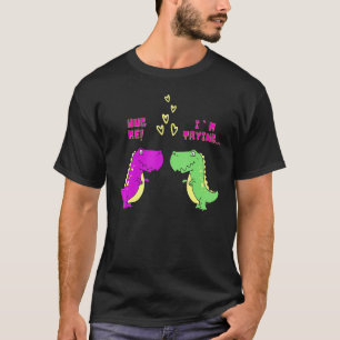 Hug Me I'm Trying Heart Rex Dinosaur Couple Valent T-Shirt