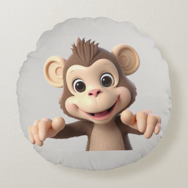Hug me monkey round pillow (Front)