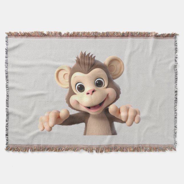 Hug me monkey throw blanket (Front)