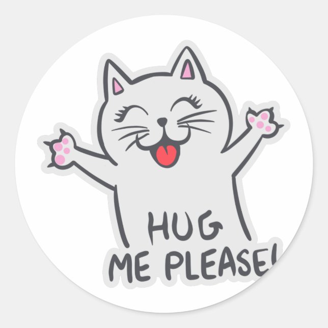 Hug me please - Choose background colour Classic Round Sticker (Front)