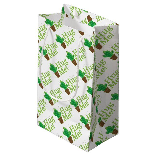 hug me with cactus small gift bag (Front Angled)