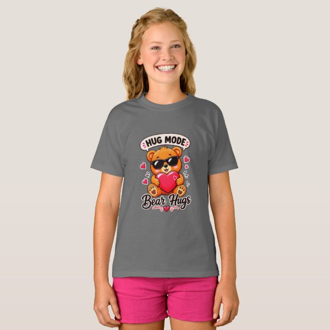 Hug Mode Bear Hugs Girls Tee (Front Full)