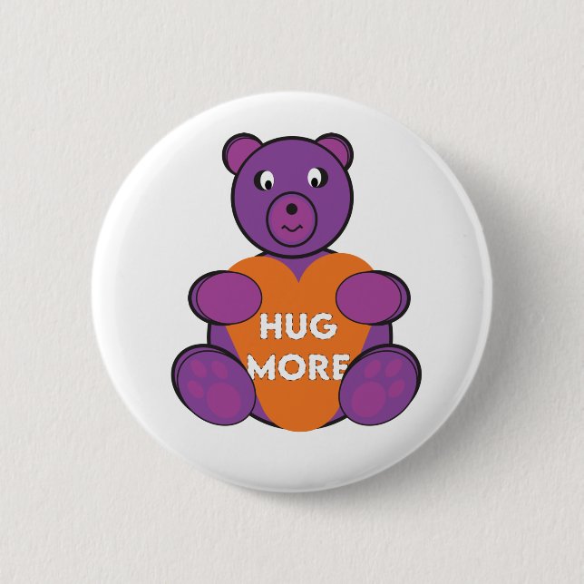 Hug More Teddy 2 Inch Round Button (Front)