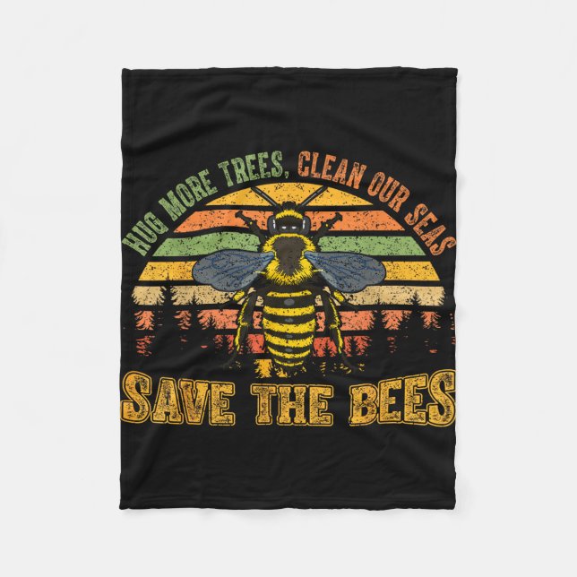 Hug more trees clean seas save bees nature lover fleece blanket (Front)