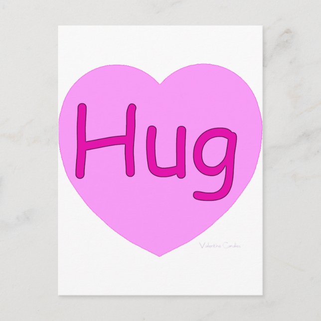 Hug Pink Heart Postcard (Front)