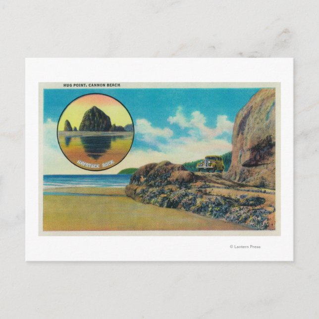 Hug Point at Cannon Beach and Haystack Rock Postcard (Front)