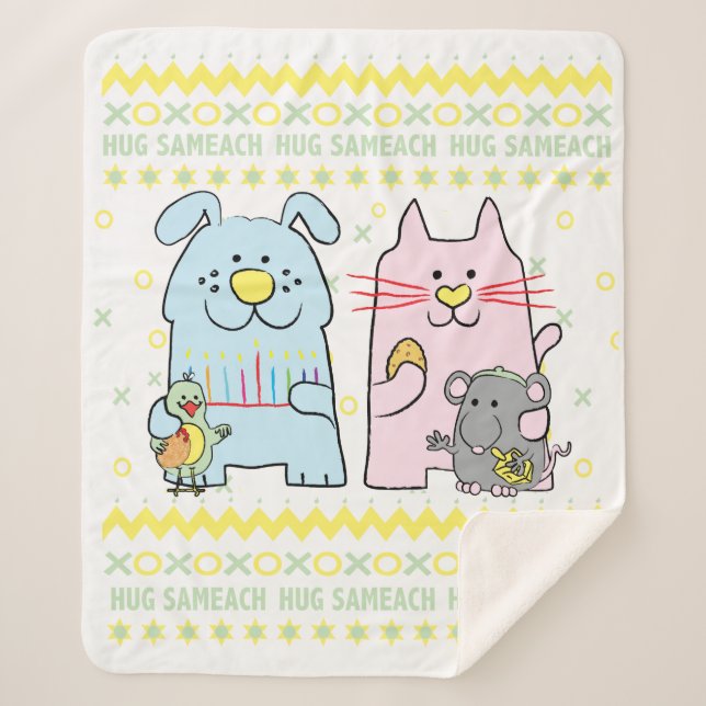 Hug Sameach  Sherpa Hanukkah Blanket/Medium Sherpa Blanket (Front)