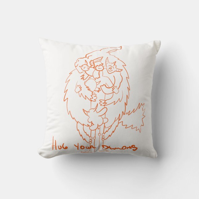 Hug Your Demons Throw Pillow (Front)