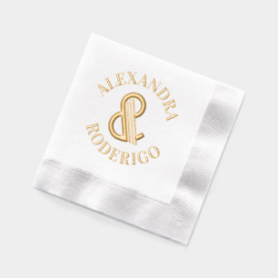 Huge Art Deco Ampersand Couple Wedding Round Names Foil Napkins