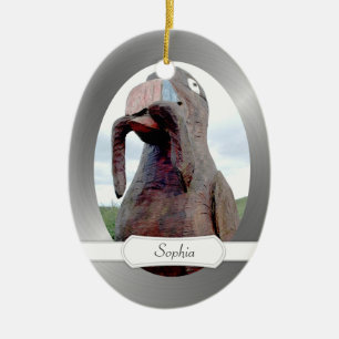 Huge Bird With Worm In Beak Ceramic Ornament