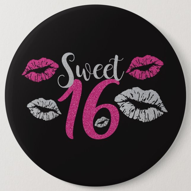 HUGE Birthday Girl Sweet 16 6 Inch Round Button (Front)