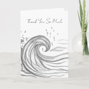 Huge black and White hand sketched ocean wave Card