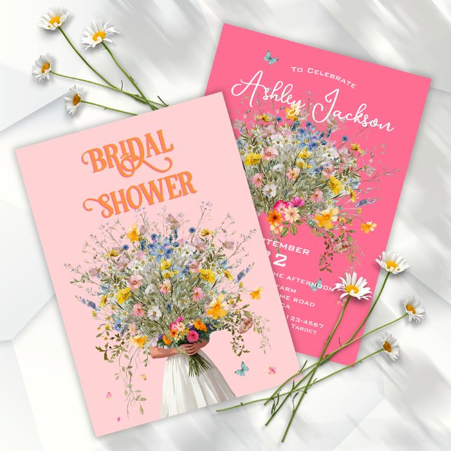 Huge Bouquet Bride Pink Orange Bridal Shower Invitation (Creator Uploaded)