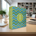 Huge Bright Chevron Pattern with Custom Monogram Binder<br><div class="desc">A colourful design with chevrons and zig zags. Add monograms or your name to personalize this youthful look. If you need to adjust the artwork,  click on the customize button to make changes.</div>