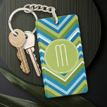 Huge Bright Chevron Pattern with Custom Monogram Keychain<br><div class="desc">A colourful design with chevrons and zig zags. Add monograms or your name to personalize this youthful look. If you need to adjust the artwork,  click on the customize button to make changes.</div>