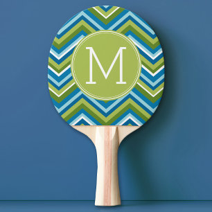 Huge Bright Chevron Pattern with Custom Monogram Ping Pong Paddle