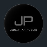 Huge Button Initial Letter Monogram Name Black<br><div class="desc">Personalized Monogram Initial Letter Name Black Template Elegant Trendy Huge Round Button.</div>