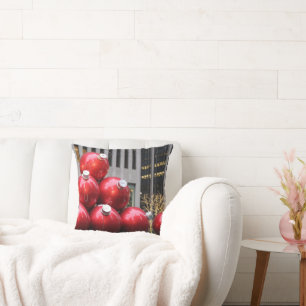 Huge Christmas Ball Ornaments in NYC Throw Pillow