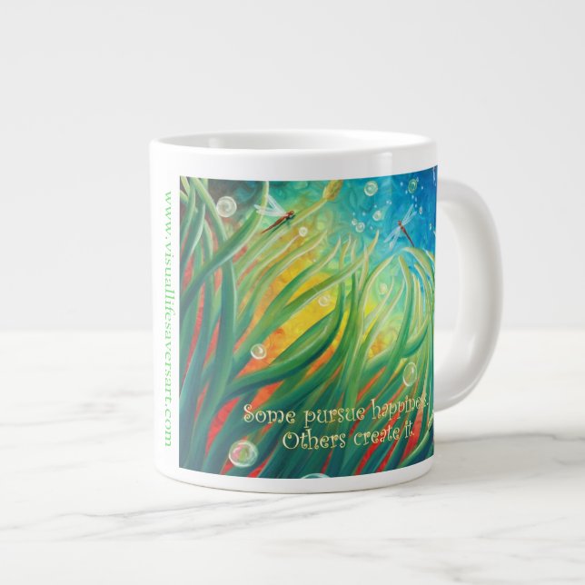 HUGE coffee mug!  dragonfly, grass, Quote Large Coffee Mug (Front Right)