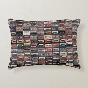 Huge collection of audio cassettes accent pillow
