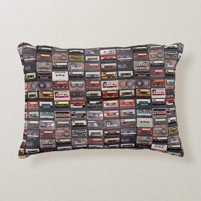 Huge collection of audio cassettes accent pillow (Front)