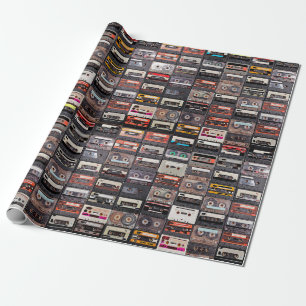 Huge collection of audio cassettes wrapping paper