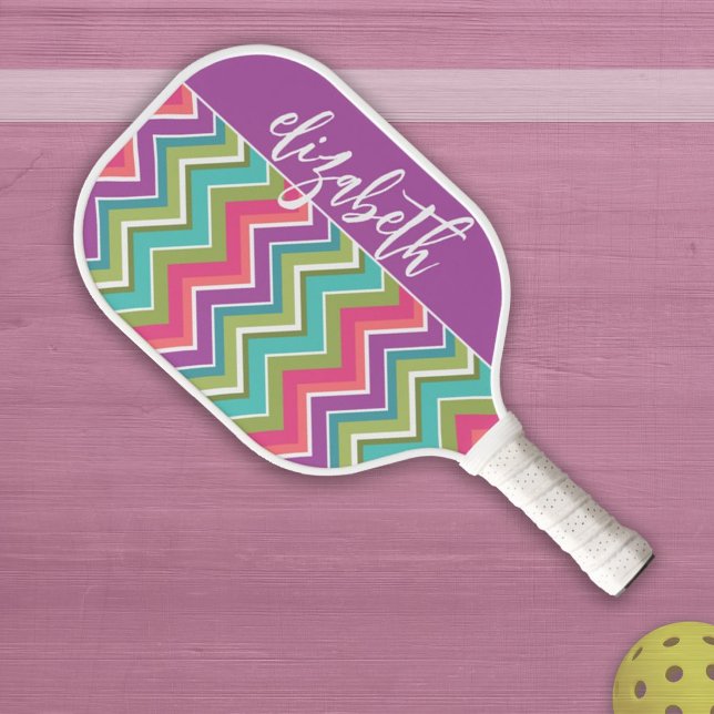 Huge Colorful Pastel Chevron Pattern - Script Name Pickleball Paddle (Creator Uploaded)